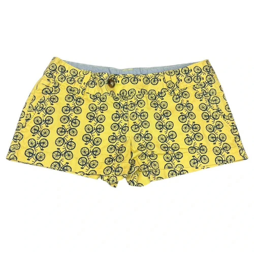 Red Camel Yellow Bicycle Print Micro Shorts Retro Summer Casual Y2k Preppy 3‎